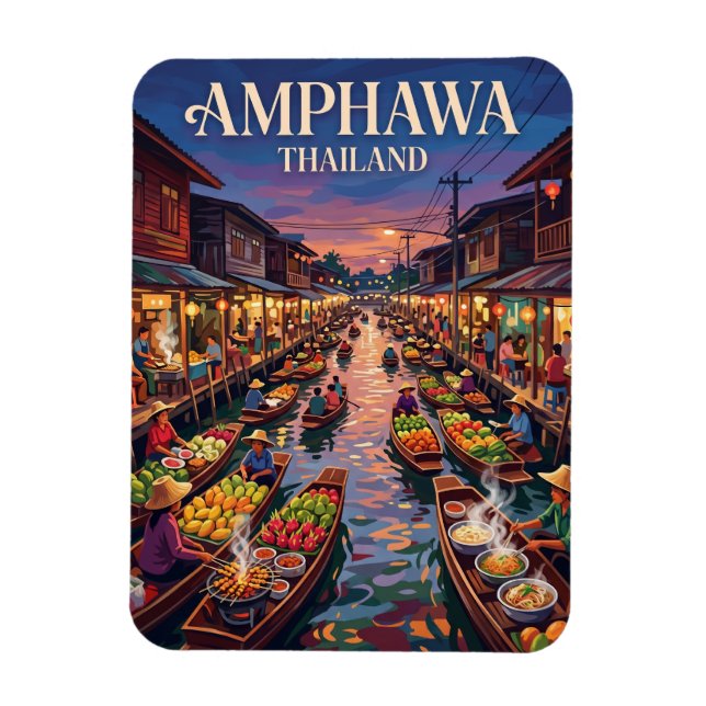 Amphawa Floating Market Thailand Magnet (Vertical)