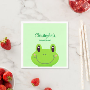 Amphibian Frog Birthday party green theme Napkin