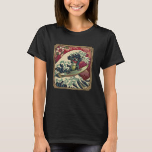 Amphibian Surfer Flower Japanese Wave Art Surfing  T-Shirt