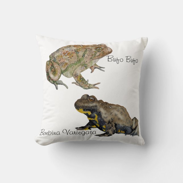 Amphibians, Reptiles & Insects Watercolor Throw Pillow (Front)