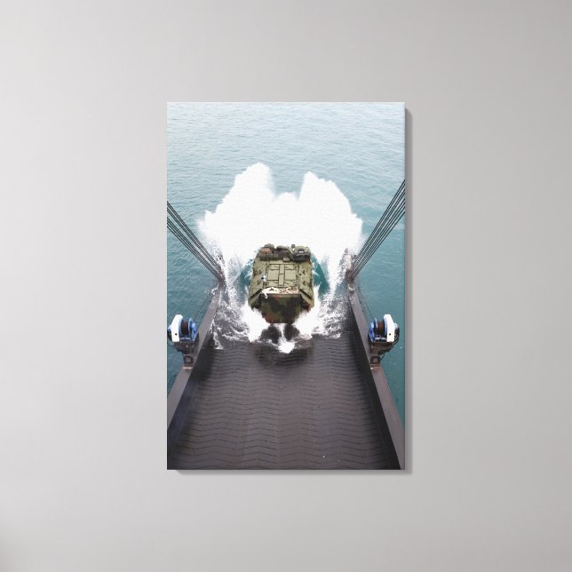 Amphibious assault vehicles disembark from USNS Canvas Print (Front)