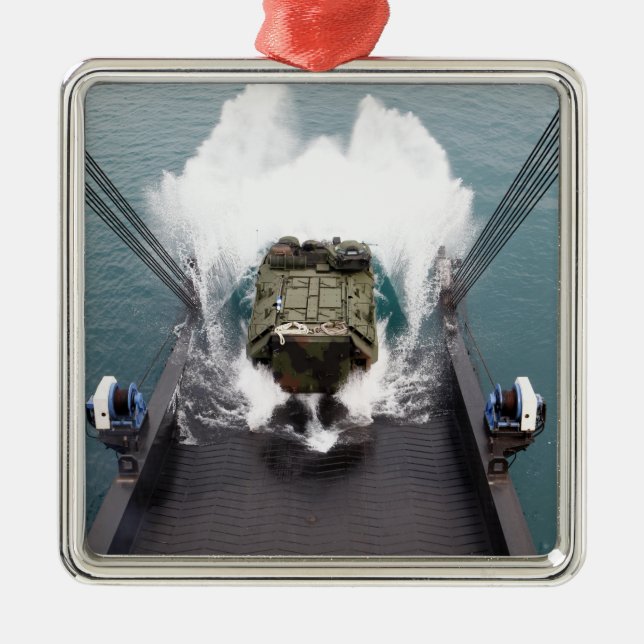 Amphibious assault vehicles disembark from USNS Metal Ornament (Front)