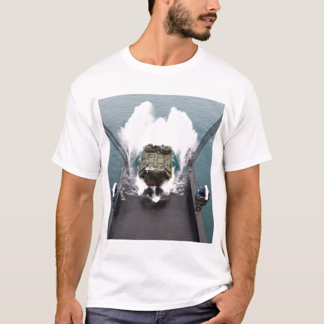 Amphibious assault vehicles disembark from USNS T-Shirt (Front)