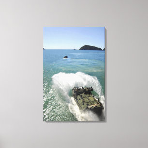 Amphibious Assault vehicles exit the well deck Canvas Print