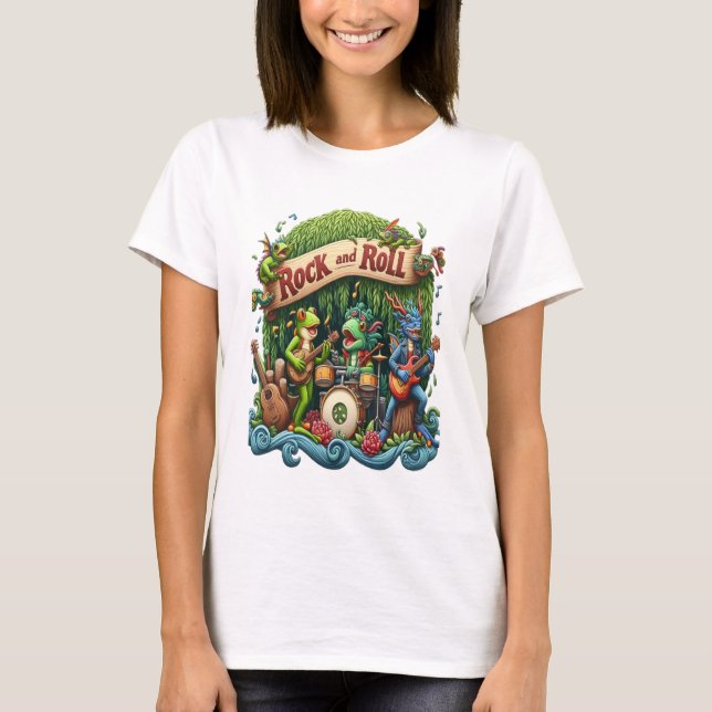 Amphibious Band Jamming in a Swamp With Guitars T-Shirt (Front)