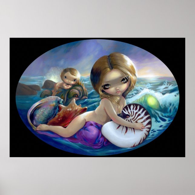 Amphitrite ART PRINT mermaid sea goddess lowbrow (Front)
