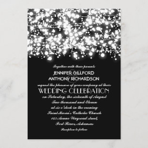 ampoules à cordes noires et blanches invitations d
