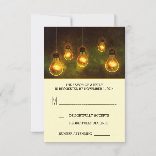 ampoules rêvées whimsical mariage carte RSVP (Devant)