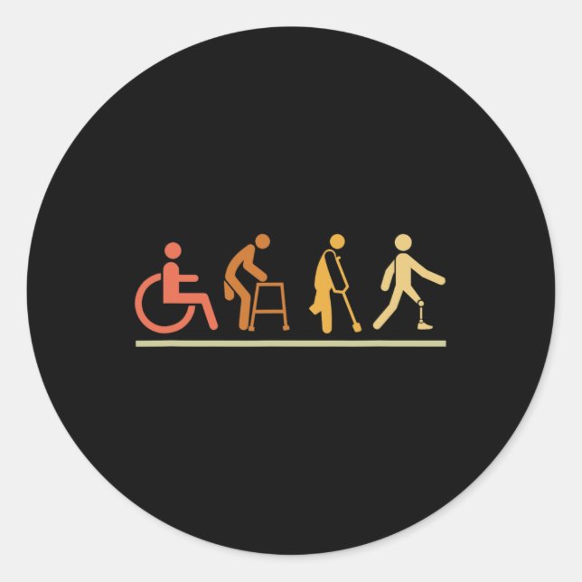 Amputee Leg Disabilities Evolution Prosthetic Leg  Classic Round Sticker (Front)
