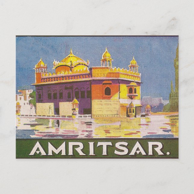Amritsar city, golden temple, India, vintage Postcard (Front)