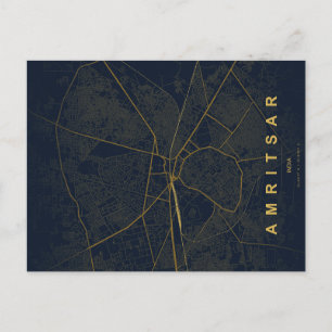 Amritsar India City Map Minimal Design Postcard