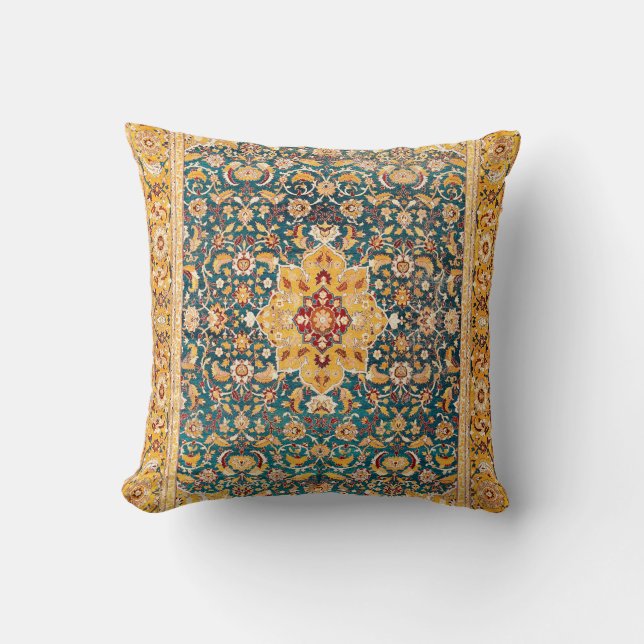 Amritsar Punjab Northwest Indian Rug Print Throw Pillow (Front)