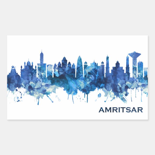 Amritsar Punjab Skyline Blue Sticker (Front)