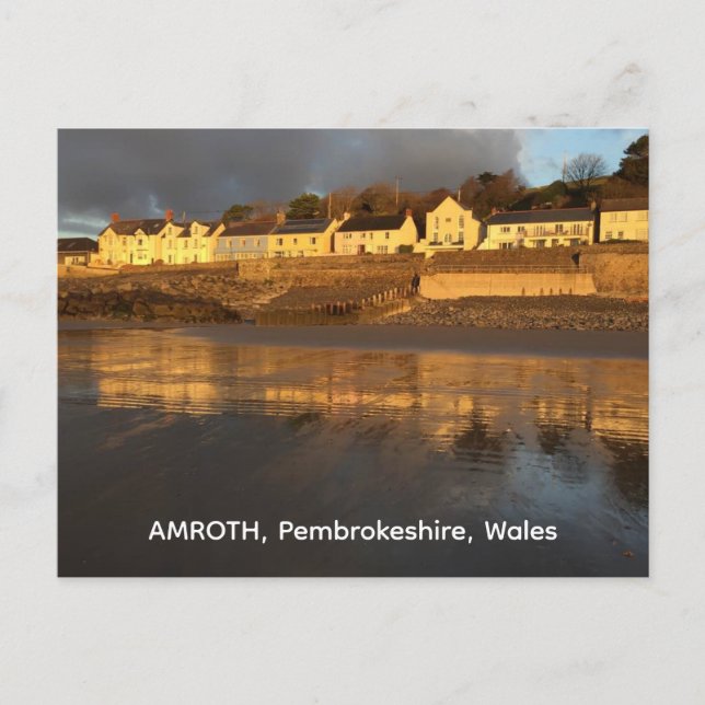 Amroth, Pembrokeshire, Wales Lights on Beach Postcard (Front)