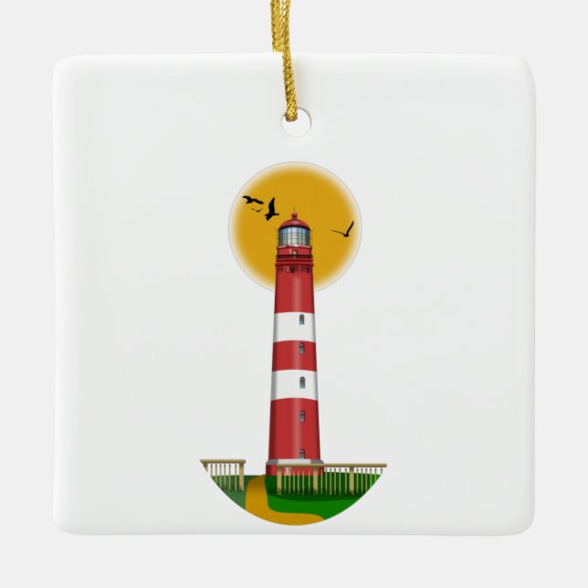Amrum Lighthouse Germany Ceramic Ornament (Front)