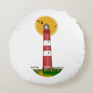 Amrum Lighthouse Germany Round Pillow