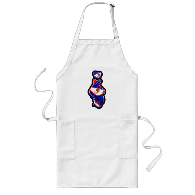 AmSamoa Finger Heart Black-Out Long Apron (Front)