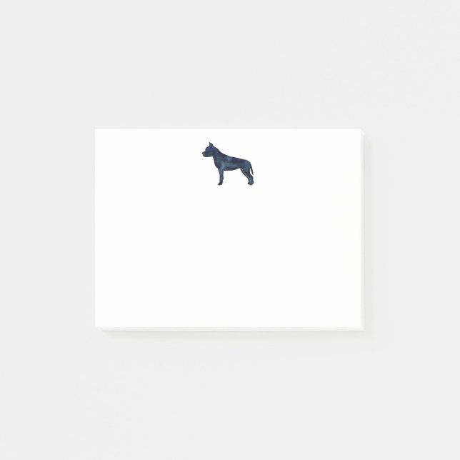 Amstaff Dog Silhouette Black Watercolor Post-it Notes (Front)
