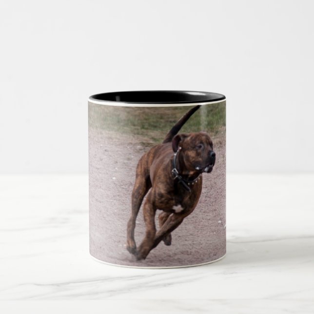 Amstaff running Two-Tone coffee mug (Center)