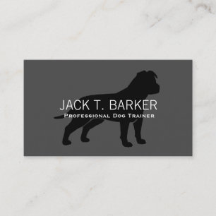 AmStaff Silhouette Black on Grey Business Card