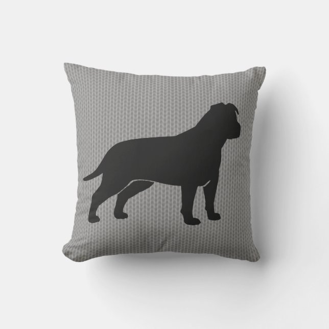 AmStaff Silhouette (Floppy Ears) Throw Pillow (Front)
