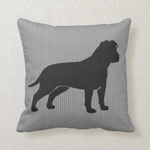 AmStaff Silhouette (Floppy Ears) Throw Pillow