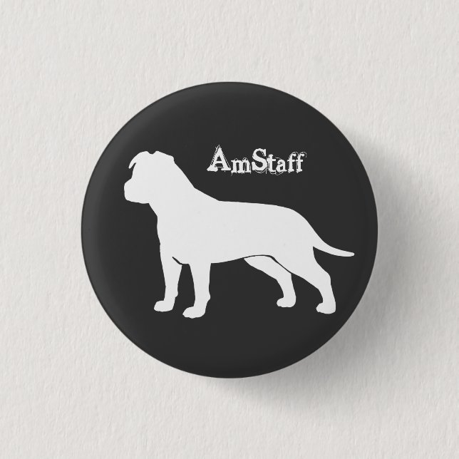 AmStaff with Floppy Ears 1 Inch Round Button (Front)