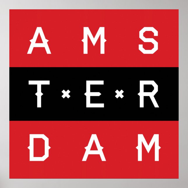Amsterdam 3 Line Typographic Poster (Front)