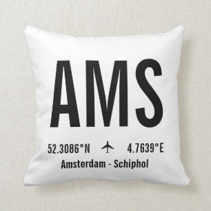 Amsterdam Airport Code - Aviation Throw Pillow