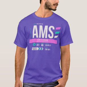 Amsterdam AMS Airport Code Baggage Tag T-Shirt