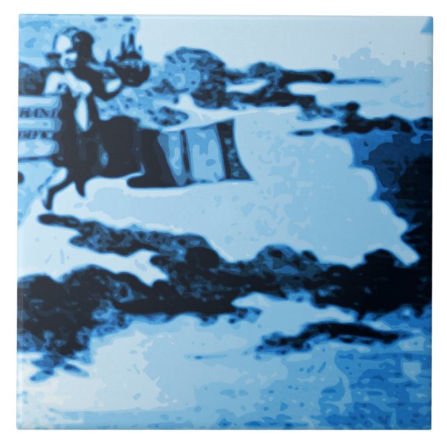 Amsterdam Antique Ships Delftware Vintage Look A5 Tile (Front)