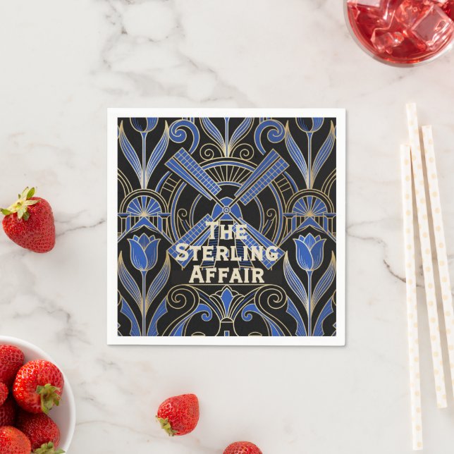 Amsterdam Art Deco | Windmills Custom Name Napkin (Insitu)