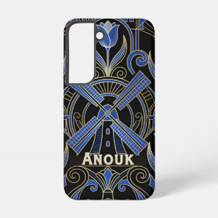 Amsterdam Art Deco Windmills Custom Name Samsung Galaxy Case