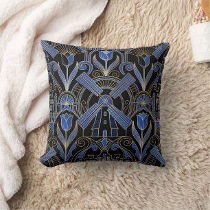 Amsterdam Art Deco   Windmills Personalised Throw Pillow
