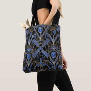 Amsterdam Art Deco Windmills Personalised Tote Bag
