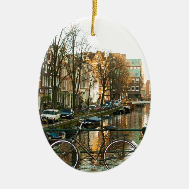 Amsterdam Bicicle Ceramic Ornament (Front)