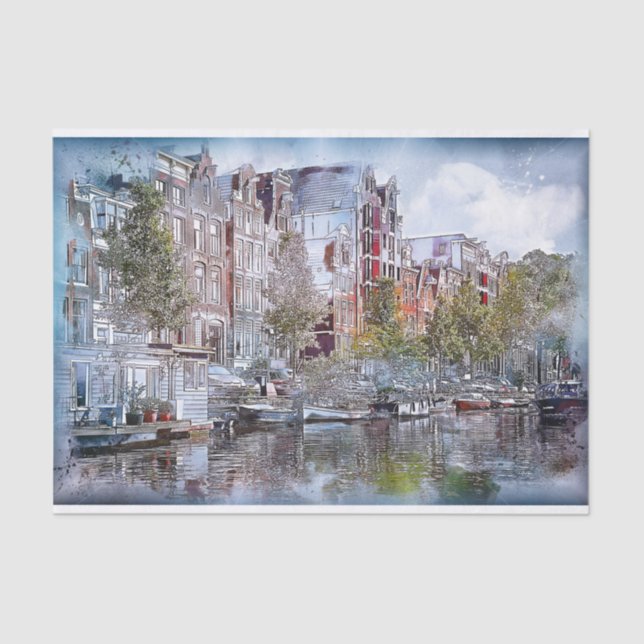 Amsterdam Buildings Canal Netherlands Europe Tissue Paper (Front)