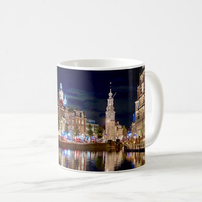 Amsterdam by night coffee mug (Front Right)
