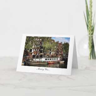 Amsterdam Canal Barge - Missing You Card