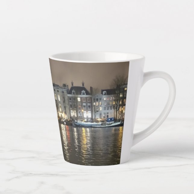 Amsterdam, Canal by Night Latte Mug (Right)