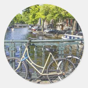 Amsterdam canal classic round sticker