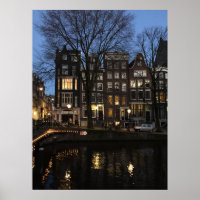Amsterdam Canal Evening Night Glow Photo