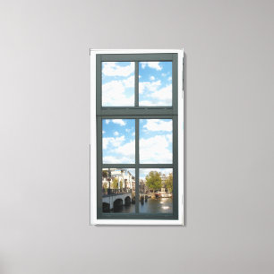 Amsterdam Canal House Window View Canvas Print