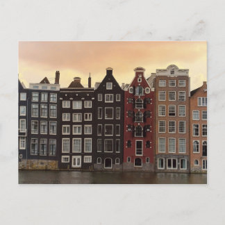 Amsterdam Canal Houses at Sunset Holiday Postcard