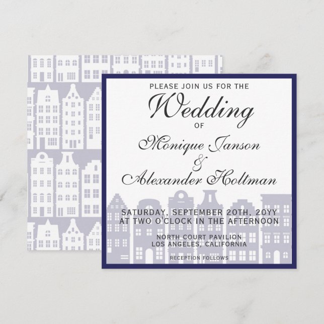 Amsterdam Canal Houses Dutch Wedding Invitation (Front/Back)