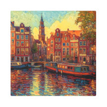 Amsterdam canal maisons de style van Gogh