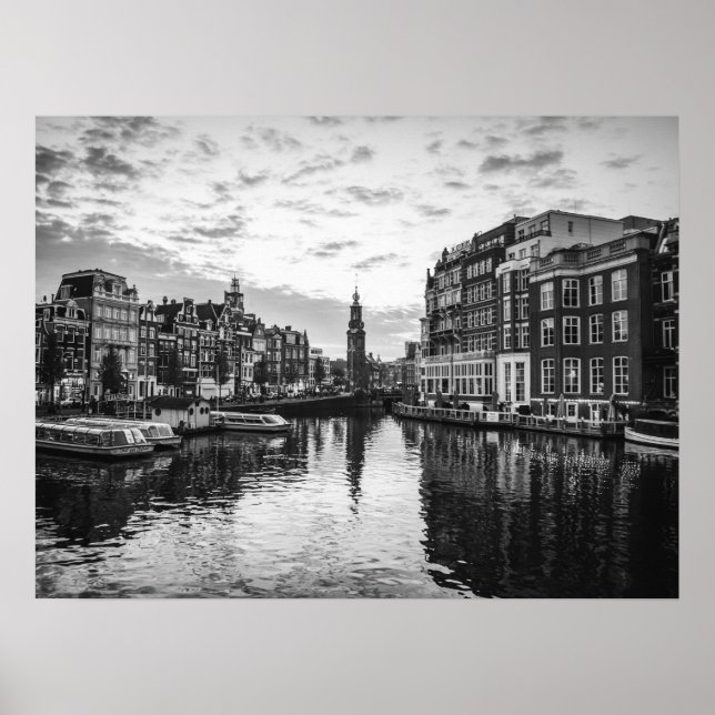 Amsterdam Canal View with Historic Architecture Poster (Front)