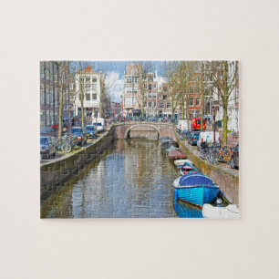 Amsterdam Canal with boats Jigsaw Puzzle