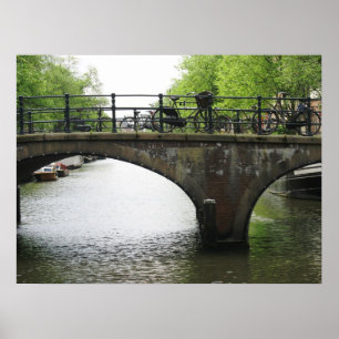 Amsterdam Canal with Bridge & Bikes Photo Poster
