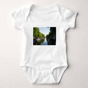 Amsterdam Canal with Houseboats Scenic Travel Baby Bodysuit